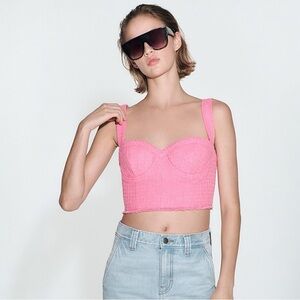 Zara Pink Tweed Crop Top